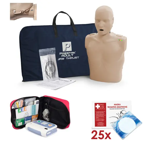 Πακέτο Εκπαιδευτή Α' Βοηθειών Prestan Ενήλικα Jaw Thrust + Εκπ. Απινιδωτής XFT-120C+